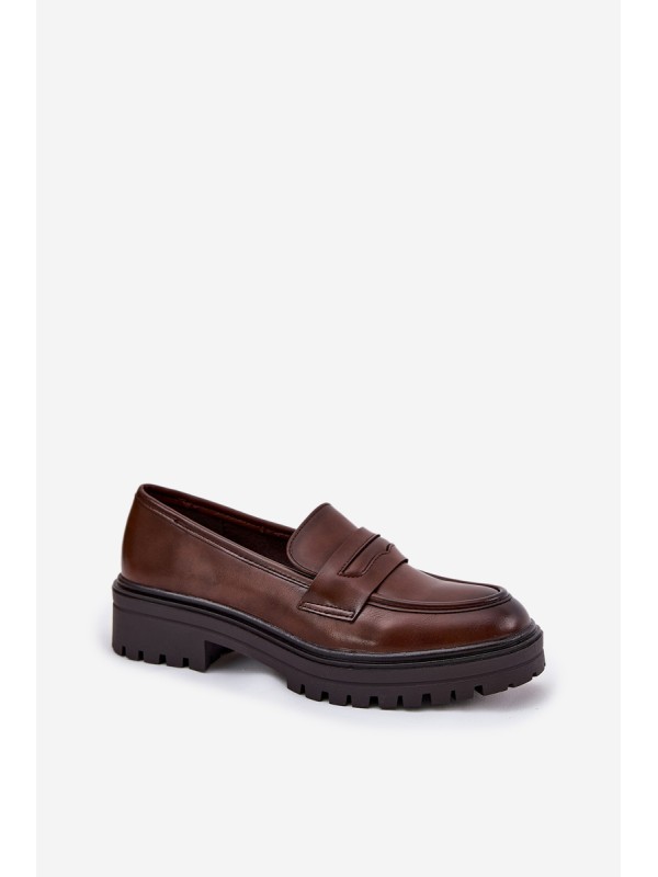 Classic Women's Moccasins Made Of Eco Leather Brown Enticca
