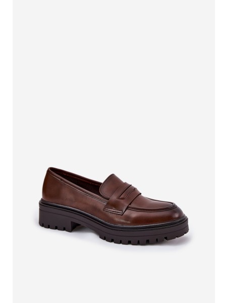 Classic Women's Moccasins Made Of Eco Leather Brown Enticca