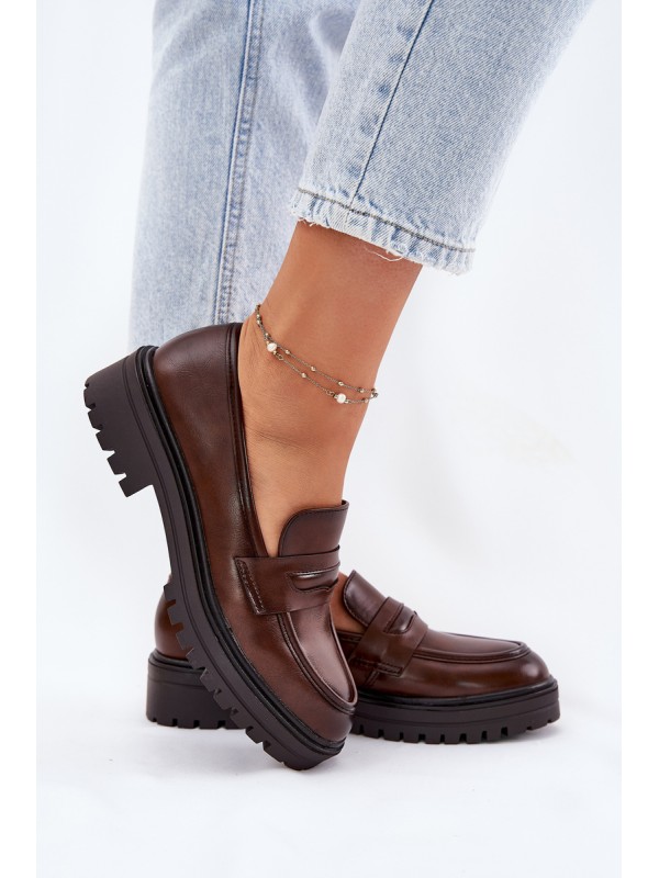 Classic Women's Moccasins Made Of Eco Leather Brown Enticca