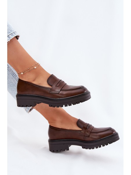 Classic Women's Moccasins Made Of Eco Leather Brown Enticca