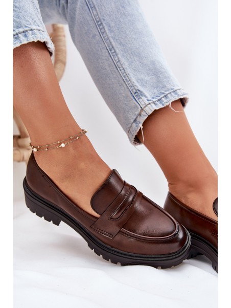 Classic Women's Moccasins Made Of Eco Leather Brown Enticca