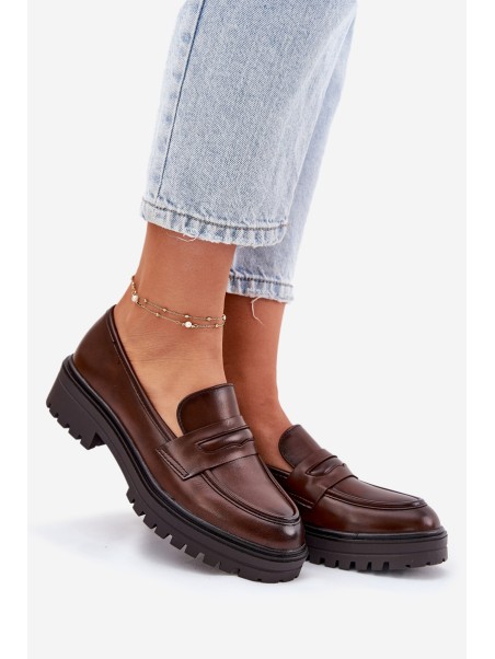 Classic Women's Moccasins Made Of Eco Leather Brown Enticca