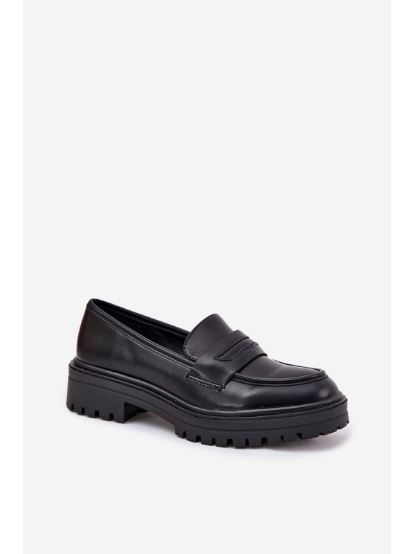 Classic Women's Moccasins Made Of Eco Leather Black Enticca