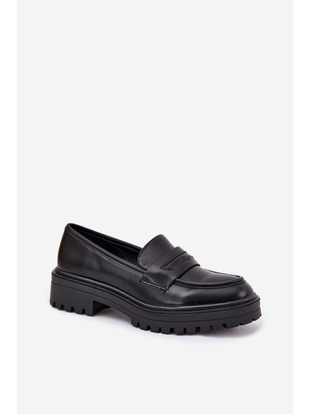 Classic Women's Moccasins Made Of Eco Leather Black Enticca