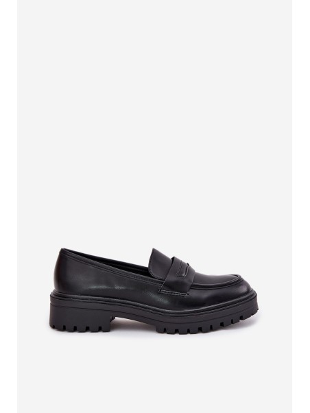Classic Women's Moccasins Made Of Eco Leather Black Enticca