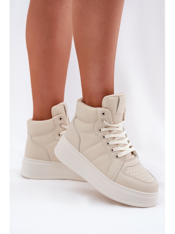 High Women's Sneakers On Platform Beige Tillive