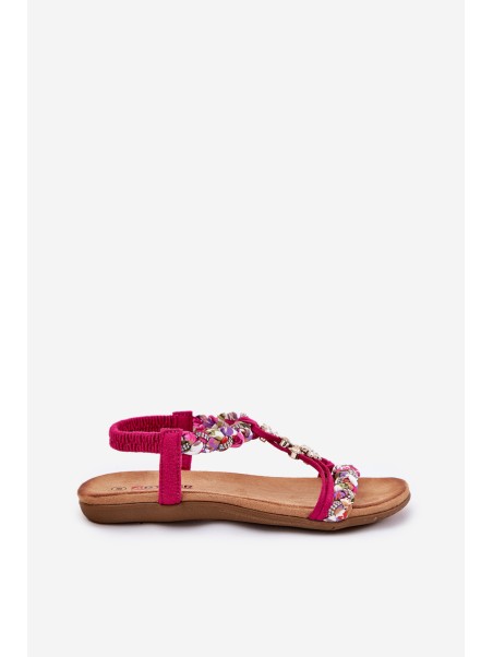 Flat Women's Sandals With Woven Straps And Clips Artiker Fuchsia 56C1314