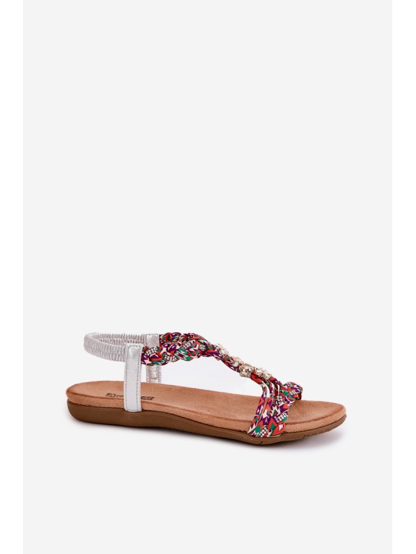 Women's Flat Sandals With Woven Straps And Accessories Artiker 54C1322 Multicolor