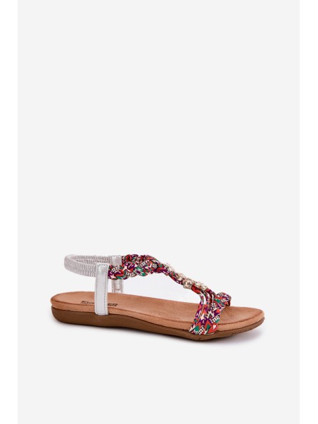 Women's Flat Sandals With Woven Straps And Accessories Artiker 54C1322 Multicolor