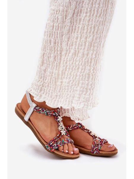 Women's Flat Sandals With Woven Straps And Accessories Artiker 54C1322 Multicolor