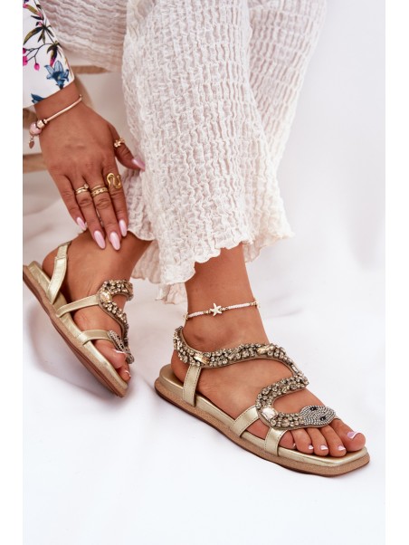 Women Sandals With Decoration Snake Eco Leather Artiker 56C1362 Golden