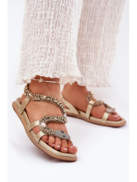 Women Sandals With Decoration Snake Eco Leather Artiker 56C1362 Golden