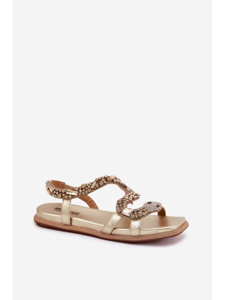 Women Sandals With Decoration Snake Eco Leather Artiker 56C1362 Golden