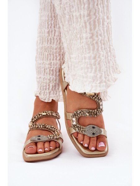 Women Sandals With Decoration Snake Eco Leather Artiker 56C1362 Golden