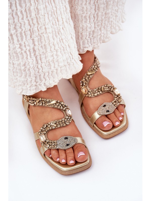 Women Sandals With Decoration Snake Eco Leather Artiker 56C1362 Golden