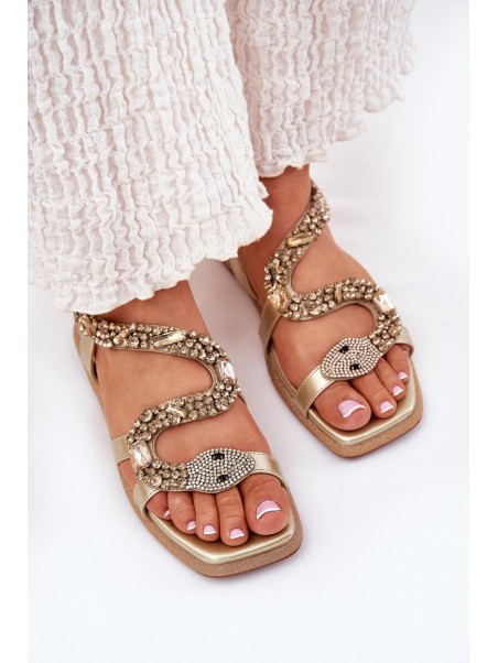 Women Sandals With Decoration Snake Eco Leather Artiker 56C1362 Golden