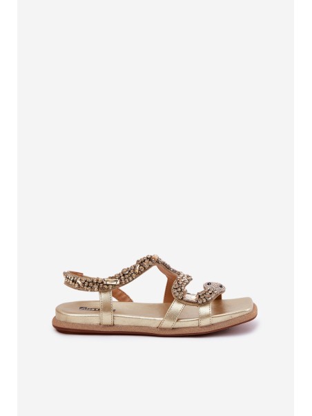 Women Sandals With Decoration Snake Eco Leather Artiker 56C1362 Golden