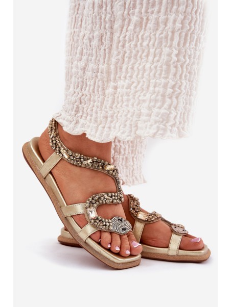 Women Sandals With Decoration Snake Eco Leather Artiker 56C1362 Golden