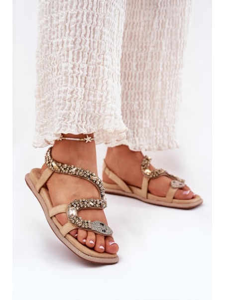 Women's Sandals With Decoration Snake Eco Suede Artiker Beige 56C1361