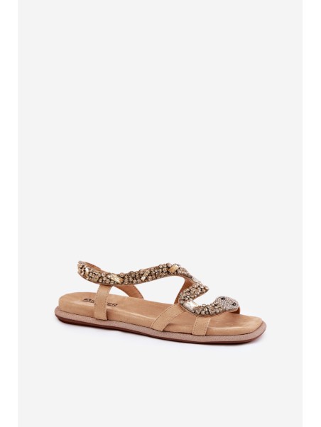 Women's Sandals With Decoration Snake Eco Suede Artiker Beige 56C1361