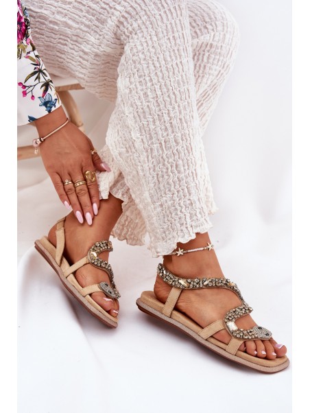 Women's Sandals With Decoration Snake Eco Suede Artiker Beige 56C1361