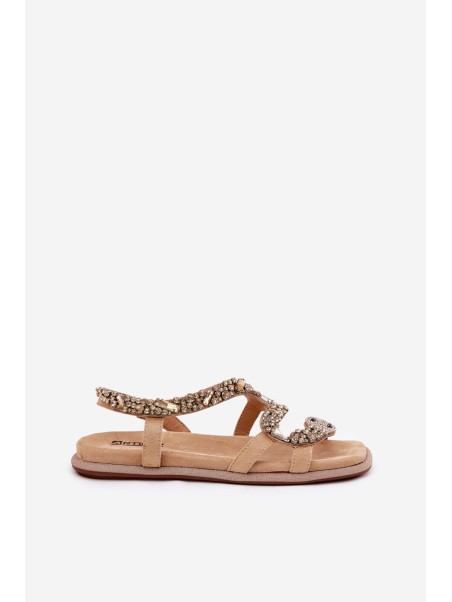 Women's Sandals With Decoration Snake Eco Suede Artiker Beige 56C1361