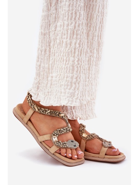 Women's Sandals With Decoration Snake Eco Suede Artiker Beige 56C1361