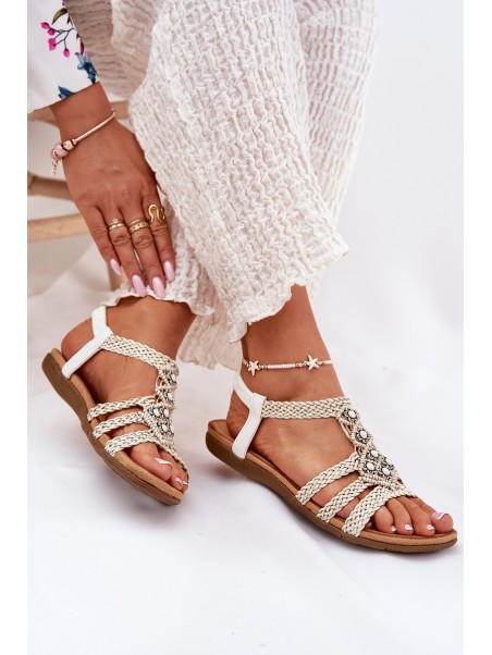 Women's Flat Sandals With Woven Straps Artiker 56C1323 White