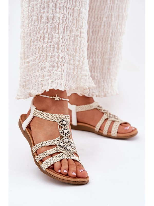Women's Flat Sandals With Woven Straps Artiker 56C1323 White