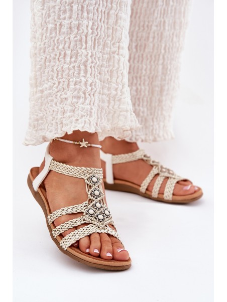 Women's Flat Sandals With Woven Straps Artiker 56C1323 White