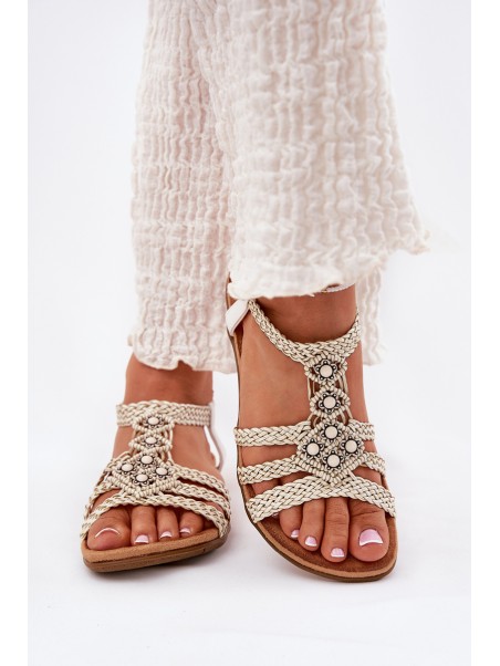 Women's Flat Sandals With Woven Straps Artiker 56C1323 White