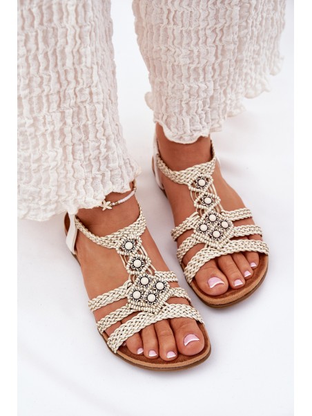 Women's Flat Sandals With Woven Straps Artiker 56C1323 White