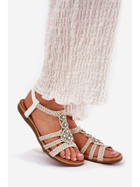 Women's Flat Sandals With Woven Straps Artiker 56C1323 White