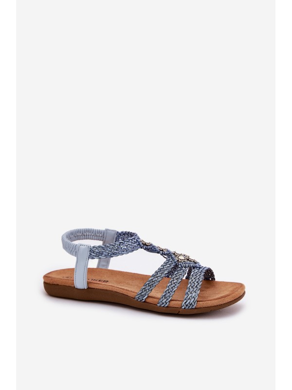 Women's Flat Sandals With Woven Straps Blue Artiker 56C1325