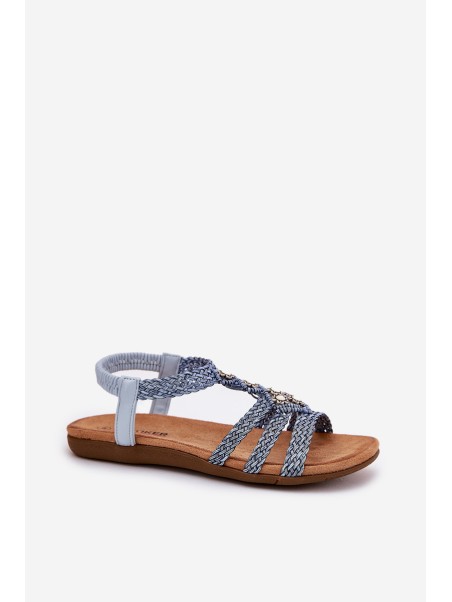 Women's Flat Sandals With Woven Straps Blue Artiker 56C1325