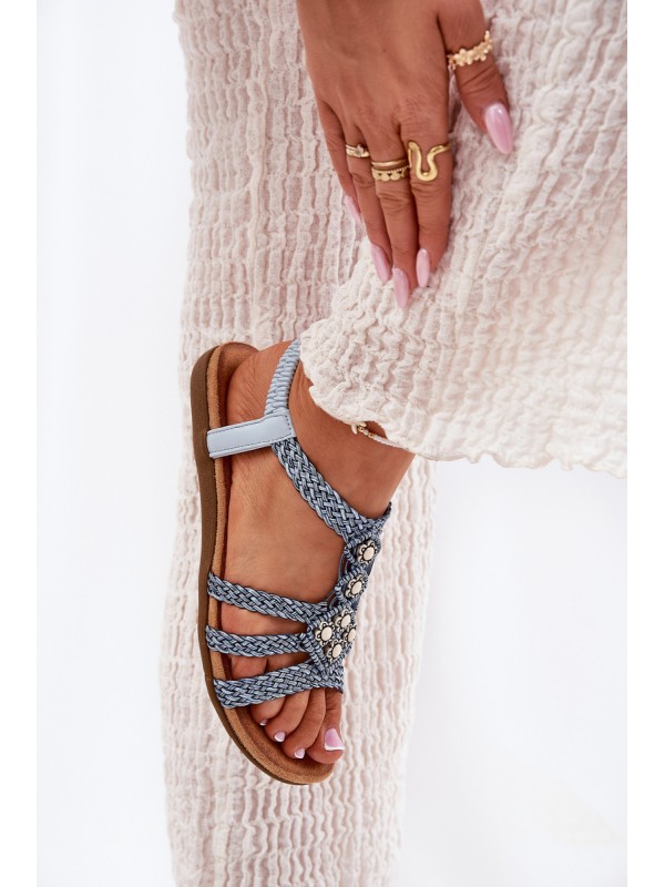 Women's Flat Sandals With Woven Straps Blue Artiker 56C1325