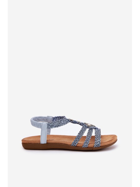 Women's Flat Sandals With Woven Straps Blue Artiker 56C1325