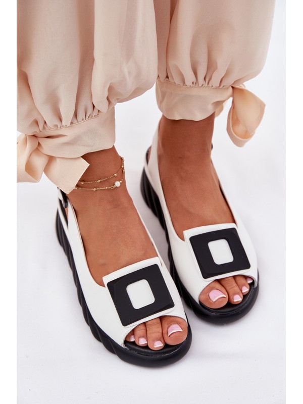 Leather Women's Wedge Sandals with Decoration Artiker 56C2157 White