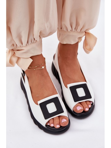 Leather Women's Wedge Sandals with Decoration Artiker 56C2157 White