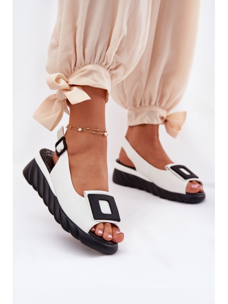 Leather Women's Wedge Sandals with Decoration Artiker 56C2157 White