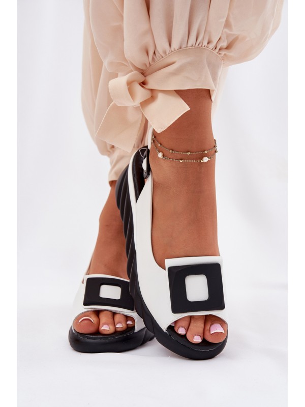 Leather Women's Wedge Sandals with Decoration Artiker 56C2157 White
