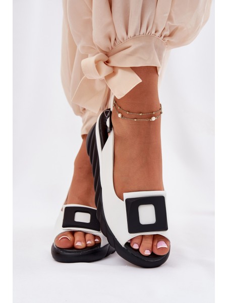 Leather Women's Wedge Sandals with Decoration Artiker 56C2157 White