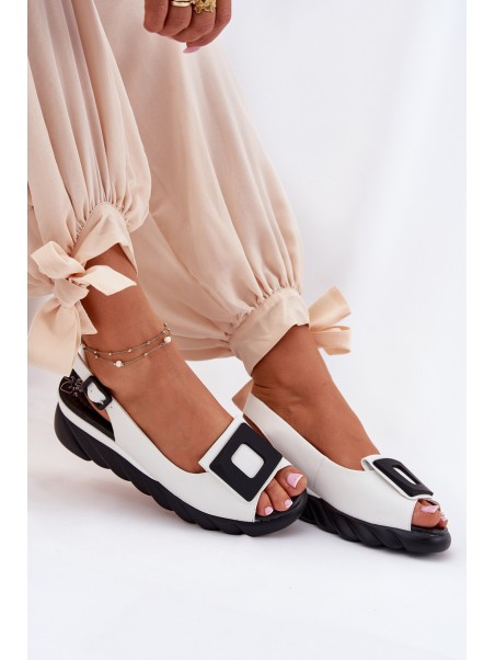 Leather Women's Wedge Sandals with Decoration Artiker 56C2157 White