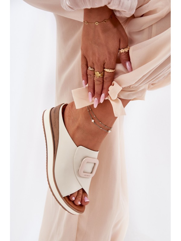 Ladies Leather Wedge Sandals Artiker Light Beige 56C2145