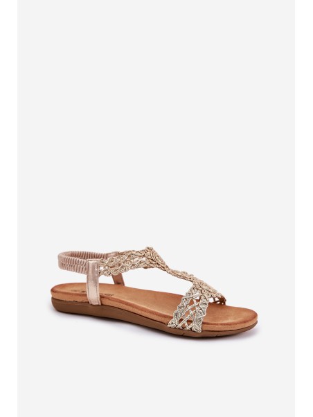 Flat Women's Sandals With Lace Pattern Artiker 56C1281 Gold