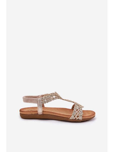 Flat Women's Sandals With Lace Pattern Artiker 56C1281 Gold