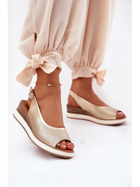 Leather Wedge Sandals Artiker 56C2312 Gold