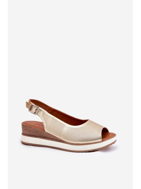 Leather Wedge Sandals Artiker 56C2312 Gold