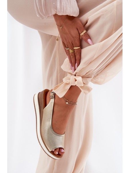 Leather Wedge Sandals Artiker 56C2312 Gold