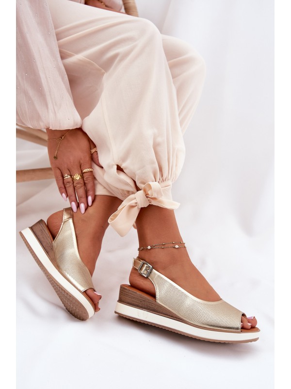 Leather Wedge Sandals Artiker 56C2312 Gold